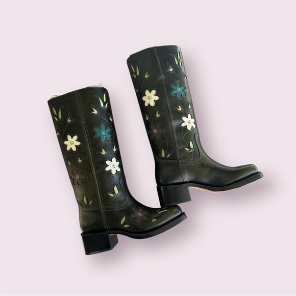 Frye 14L Campus Boots in Green Floral - Picture 1 of 13